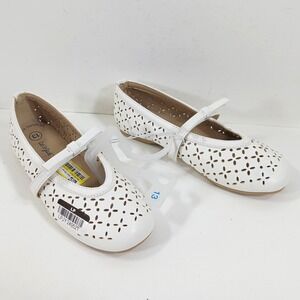 Cat & Jack Girls Margo Laser Cut Ballet Flats White Memory Foam Size 13 NEW